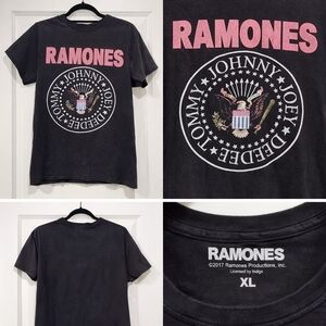 Ramones Unisex Band T-Shirt XL Black Vintage Style Logo Graphic Tee Punk Rock